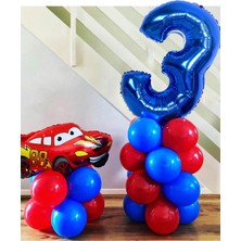 Best Parti Araba Temalı Rakam Balonlu Set Balon Seti Yaş 3