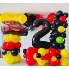 Rönesans Parti Kırmızı Araba ve Rakamlı Balon Zinciri Seti Yaş 4