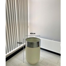 Evden İste Dekoratif Krom Darbuka Beyaz Saksı 70 Cm