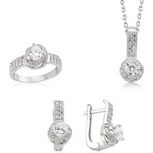 Stil Love Gümüş Tek Taş Bayan Set