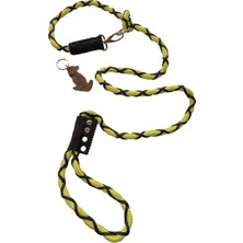 Balkonda Köpek gezdirme ve boyun tasmalı takım halat suni deri yeşil siyah kalınlık:8mm gezdirme kayışı:120-160cm tasma: standart ayarlanabilir dog leash TB5-2