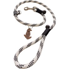 Balkonda Köpek gezdirme kayışı boyun tasmalı kalın metal kancalı siyah beyaz halat kalınlık:14mm uzunluk:120cm dog leash TB2-16