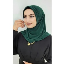 Ayselce Hobi Takmatik Hazır Eşarp Hijap Zümrüt