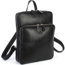 Aka Deri Siyah Sırt Çantası 905 60