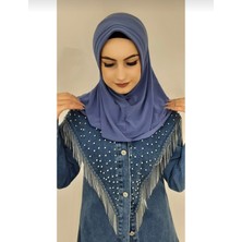 Ayselce Hobi Takmatik Hazır Eşarp Hijap Indigo