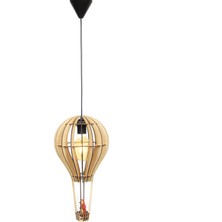 Hü Ma Tasarım ve Aksesuar Çocuk Genç Odası Için Doğal Ahşap Mdf 3D Puzzle Lazer Uçan Balon Avize - Biblo Ampul Dahil Değildir