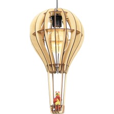 Hü Ma Tasarım ve Aksesuar Çocuk Genç Odası Için Doğal Ahşap Mdf 3D Puzzle Lazer Uçan Balon Avize - Biblo Ampul Dahil Değildir