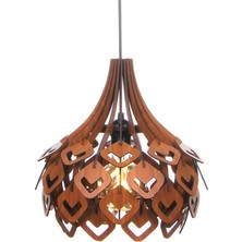 Hü Ma Tasarım ve Aksesuar Viven Dörtgen Modern Tasarım Globe Küre Doğal Ahşap Mdf 3D Lazer Kesim Rustik Salon Avize