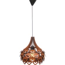 Hü Ma Tasarım ve Aksesuar Viven Dörtgen Modern Tasarım Globe Küre Doğal Ahşap Mdf 3D Lazer Kesim Rustik Salon Avize
