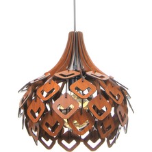 Hü Ma Tasarım ve Aksesuar Viven Dörtgen Modern Tasarım Globe Küre Doğal Ahşap Mdf 3D Lazer Kesim Rustik Salon Avize