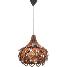 Hü Ma Tasarım ve Aksesuar Viven Dörtgen Modern Tasarım Globe Küre Doğal Ahşap Mdf 3D Lazer Kesim Rustik Salon Avize