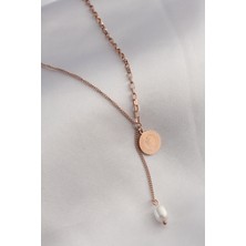 Clariss 316L Çelik Rose Renk Işlemeli Sallantılı Kadın Kolye