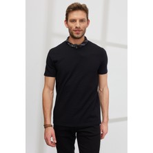 ALTINYILDIZ CLASSICS Erkek Siyah Slim Fit Dar Kesim Bisiklet Yaka Kısa Kollu Yumuşak Tuşeli Basic Tişört