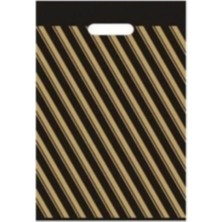 Ecoplast Siyah Poşet Çizgili (No 4) 50 Adet 40X50 cm Takviyeli Mağaza Poşeti