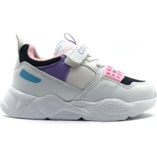 Cool Lero Beyaz Pudra Cırtlı Hafif Anatomik Kız Çocuk Spor Ayakkabı