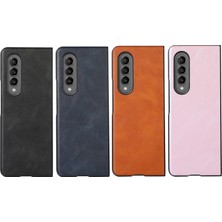 Zunhai Samsung Galaxy Z Fold3 Için Cowhide Doku Pu Kılıfı 5g Kahverengi (Yurt Dışından)