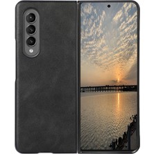 Zunhai Samsung Galaxy Z Fold3 5g Siyah Için Cowhide Doku Pu Kılıfı (Yurt Dışından)