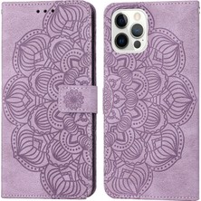 Zunhai Iphone 13 Pro Max Purple Için Mandala Deri Kılıf (Yurt Dışından)