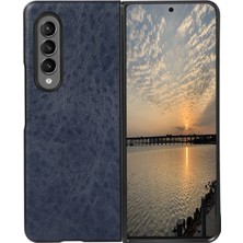 Zunhai Samsung Galaxy Z Fold3 5g Çılgın At Doku Kılıfı Mavi (Yurt Dışından)