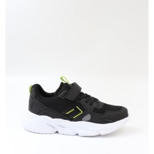 Cool Tokyo Siyah Yeşil Cırtlı Anatomik Erkek Çocuk Spor Ayakkabı