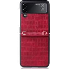 Zunhai Samsung Galaxy Z Flip3 5g Kırmızı Için Siyam Bambu Doku Kılıfı (Yurt Dışından)