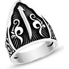 Stil Love Gümüş Elif Motifli Başparmak Erkek Yüzük