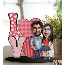 Bk Gift Kişiye Özel Sevgililer Karikatürlü 3D Ahşap Biblo, Sevgili Biblo, Ahşap Biblo, Sevgiliye Hediye, Sevgililer Günü Hediyesi-9