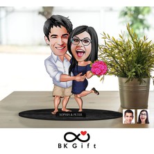 Bk Gift Kişiye Özel Sevgililer Karikatürlü Ahşap Biblo, Sevgililer Günü Hediyesi, Doğum Günü Hediyesi, Yıl Dönümü HEDIYESI-108
