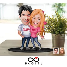 Bk Gift Kişiye Özel Sevgililer Karikatürlü Ahşap Biblo, Sevgililer Günü Hediyesi, Doğum Günü Hediyesi, Yıl Dönümü Hediyesi-5