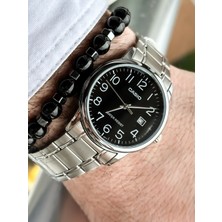 Casio Marka Full Çelik Kasa, Kordon Gümüş Renk, Takvimli, Lüx Erkek Kol Saati + Bileklik