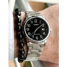 Casio Marka Full Çelik Kasa, Kordon Gümüş Renk, Takvimli, Lüx Erkek Kol Saati + Bileklik