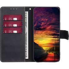 Cool-M Samsung Galaxy A04S Için 4g (164.7 x 76.7 x 9.1 Mm) Cowhide Doku Pu Deri Telefon Stand Cüzdan Kılıfı Rfıd Engelleme Manyetik Toka Iyi Korunmuş Kapak (Yurt Dışından)