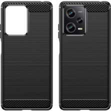 Microcase Xiaomi Redmi Note 12  Global-Brushed Carbon Fiber Silikon Kılıf - Siyah AL3332