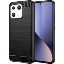 Microcase Xiaomi Mi 13 Global Brushed Carbon Fiber Silikon Kılıf - Siyah AL3332