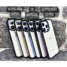 Emosse Apple iPhone 14 Pro Uyumlu Kamera Korumalı Yarı Şeffaf Kılıf Yan Kenar Renkli