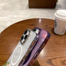 Emosse Apple iPhone 13 Pro Uyumlu Magsafe Kablosuz Şarz Özellikli Kamera Korumalı Parlak Kılıf