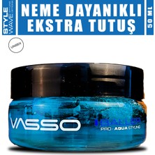 Vasso 24 Saat Tutuş Sağlayan Tüm Saç Tipleri Için Parlak Görünüm Veren Neme Karşı Dayanıklı Wax 50 ml