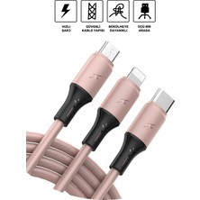Furenfa Huawei Xiaomi Samsung Iphone Uyumlu Çoklu Şarj Aleti Cihazı Kablosu Type-C Micro Lightning 3lü Şarj