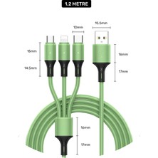 Furenfa Huawei Xiaomi Samsung Iphone Uyumlu Çoklu Şarj Aleti Cihazı Kablosu Type-C Micro Lightning 3lü Şarj