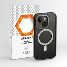 Grafent Soft Serisi Apple iPhone 14 Siyah Magsafe Telefon Kılıfı Yüksek Kenarlıklı Lens Koruması