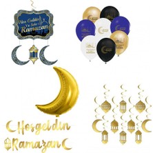 Hayaller Dükkanı 5 Set Ramazan Süsleri 10'lu Tavan Süs ve Balonlu Ramazan Ayı Süsleme Seti