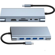 Coofbe 100W 11IN1 Multifonksiyonlu Type-C Hub Type-C Hub Dönüştürücü Çoğaltıcı RJ45 Hdmi VGA Usb3.0