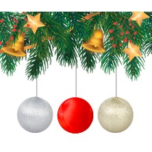 Partijet Yılbaşı Çam Ağacı Süsü Simli Top 6 cm 6'lı