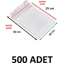 Yakutsan 500 Adet Şeffaf Yapışkanlı  Poşet - Opp Kendinden Yapışkanlı  Parlak Poşet 20X30 cm