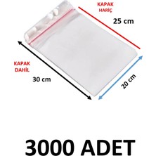 Yakutsan 3000 Adet Şeffaf Yapışkanlı  Poşet - Opp Kendinden Yapışkanlı  Parlak Poşet 20X30 cm