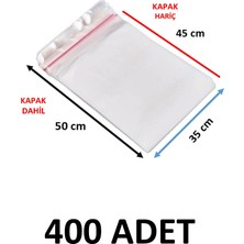 Yakutsan 400 Adet Şeffaf Yapışkanlı Delikli Poşet - Opp Kendinden Yapışkanlı  Parlak Poşet Delikli 35X50 cm