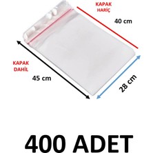 Yakutsan 400 Adet Şeffaf Yapışkanlı Delikli Poşet - Opp Kendinden Yapışkanlı  Parlak Poşet Delikli 28X45 cm