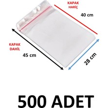 Yakutsan 500 Adet Şeffaf Yapışkanlı Delikli Poşet - Opp Kendinden Yapışkanlı  Parlak Poşet Delikli 28X45 cm