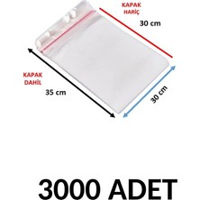 Yakutsan 3000 Adet Şeffaf Yapışkanlı Delikli Poşet - Opp Kendinden Yapışkanlı  Parlak Poşet Delikli 30X35 cm