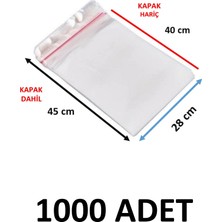 Yakutsan 1000 Adet Şeffaf Yapışkanlı Delikli Poşet - Opp Kendinden Yapışkanlı  Parlak Poşet Delikli 28X45 cm